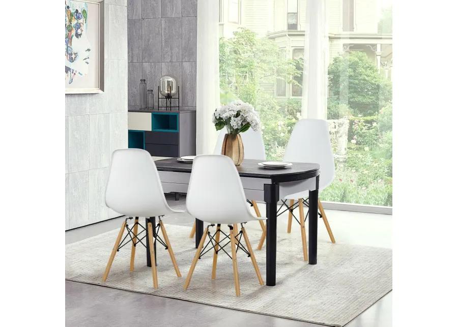 Costway Set of 4 Modern Dining Side Chair Armless Home Office w/ Wood Legs White