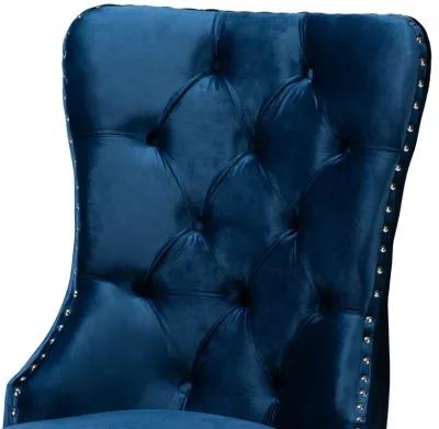 Baxton Studio Honora Contemporary Glam and Luxe Navy Blue Velvet Fabric and Silver Metal 2-Piece Dining Chair Set