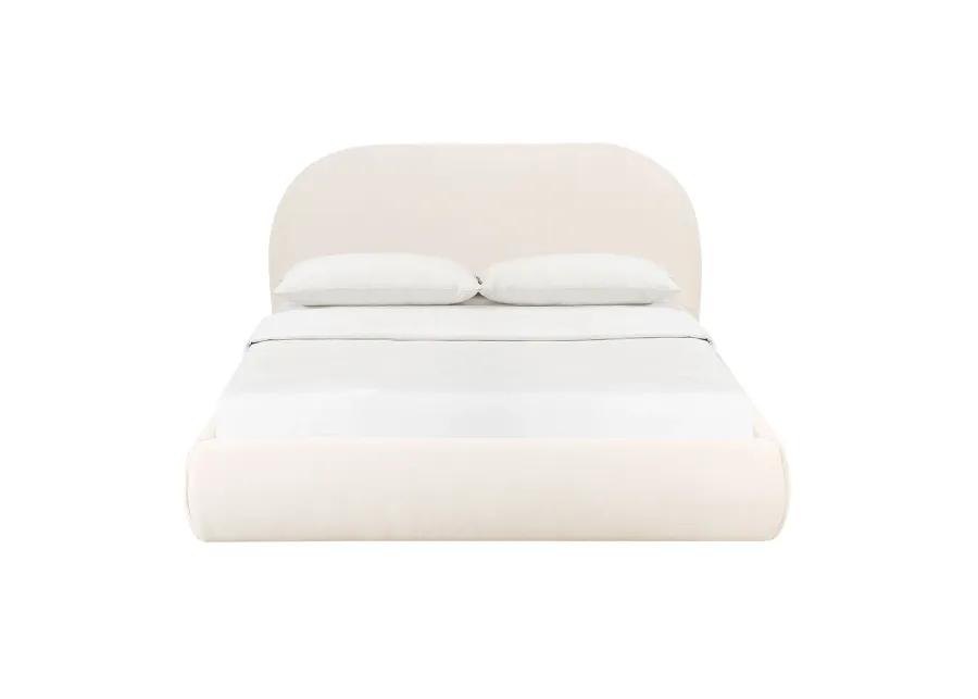 Bara Cream Textured Velvet Bed