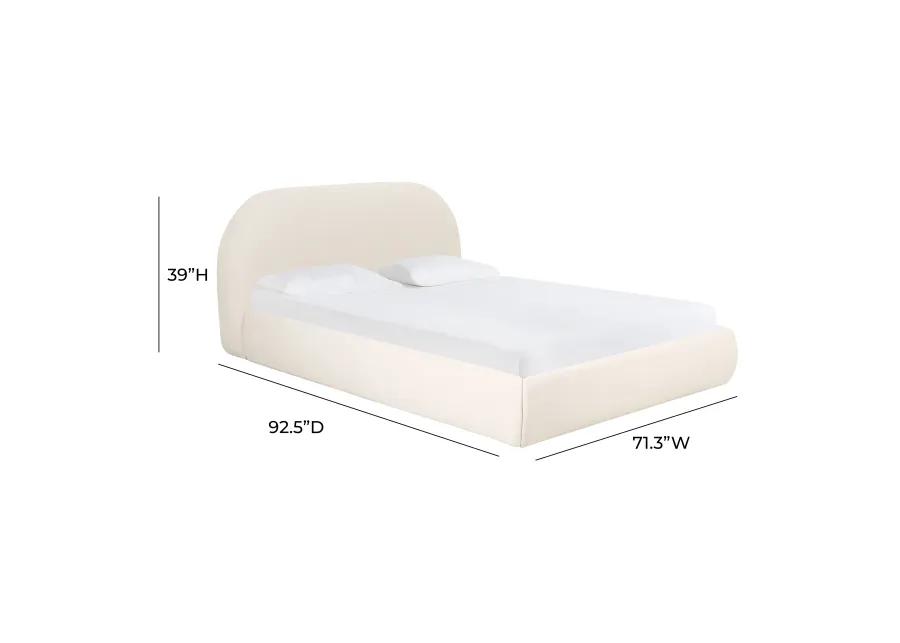 Bara Cream Textured Velvet Bed