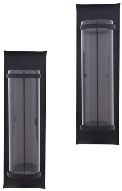 Metal Pillar Candle Sconces with Glass Inserts A Wrought Iron Rectangle Wall Accent (Set of 2)