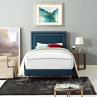 Modway - Virginia Twin Fabric Platform Bed with Round Splayed Legs Azure