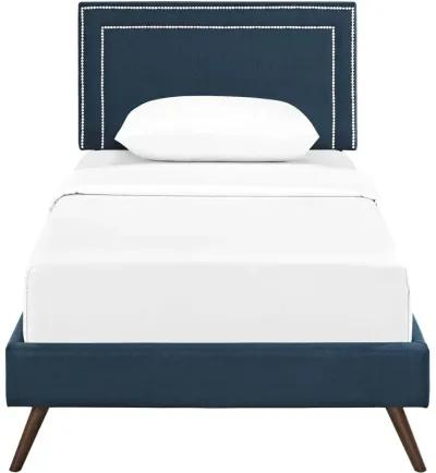 Modway - Virginia Twin Fabric Platform Bed with Round Splayed Legs Azure