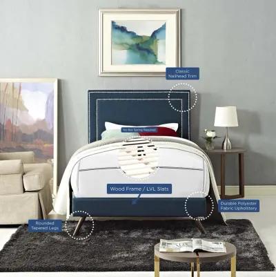 Modway - Virginia Twin Fabric Platform Bed with Round Splayed Legs Azure