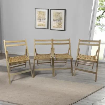 Furniture Slatted Wood Folding Special Event Chair, Set Of 4, Folding Chair, Foldable