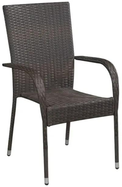 vidaXL Stackable Outdoor Chairs 4 pcs Poly Rattan Brown