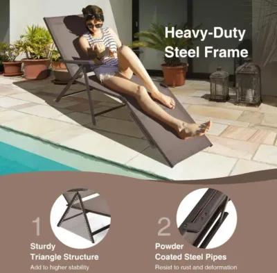 Hivvago 2 Pieces Foldable Chaise Lounge Chair with 2-Position Footrest