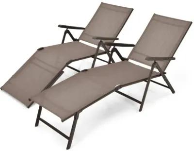 Hivvago 2 Pieces Foldable Chaise Lounge Chair with 2-Position Footrest