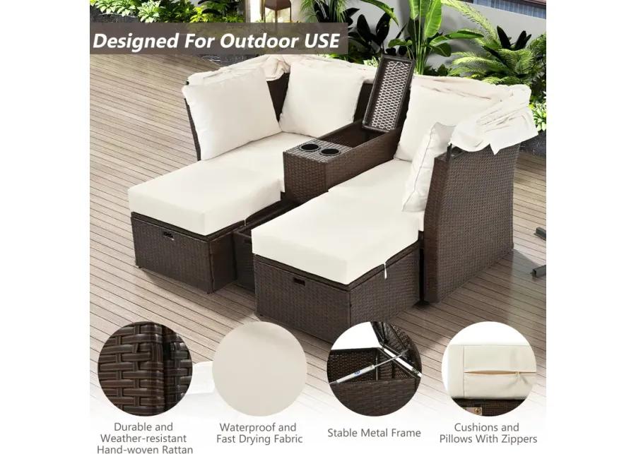 Merax Outdoor Double Daybed Loveseat Sofa Set