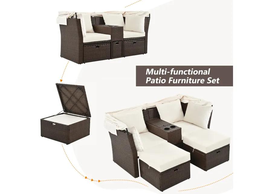 Merax Outdoor Double Daybed Loveseat Sofa Set