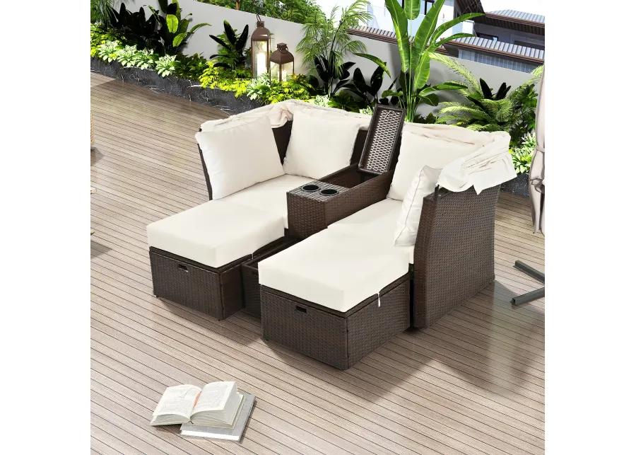 Merax Outdoor Double Daybed Loveseat Sofa Set