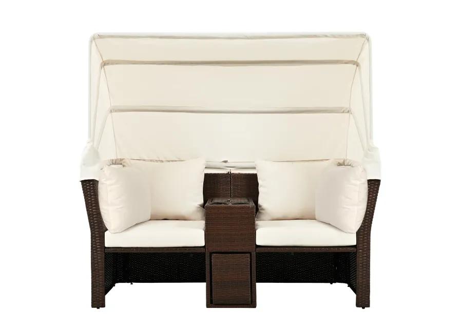 Merax Outdoor Double Daybed Loveseat Sofa Set