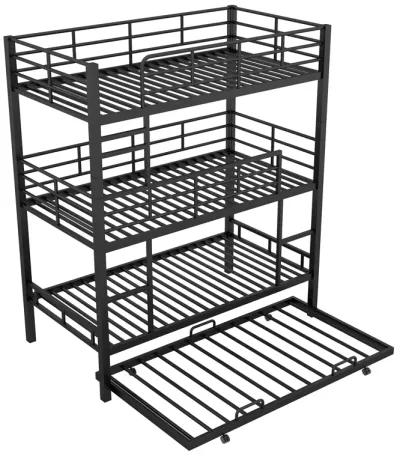 Merax Metal Triple Bunk Bed With Trundle