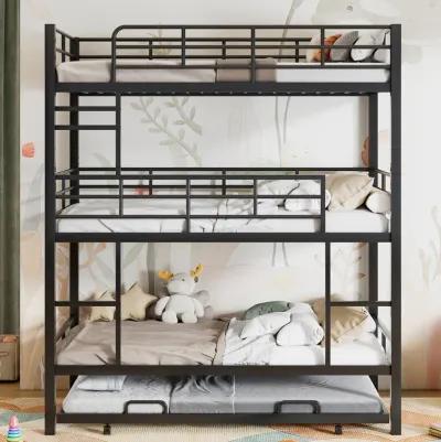 Merax Metal Triple Bunk Bed With Trundle