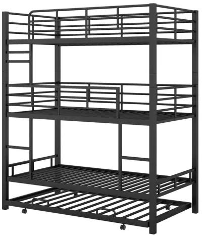 Merax Metal Triple Bunk Bed With Trundle