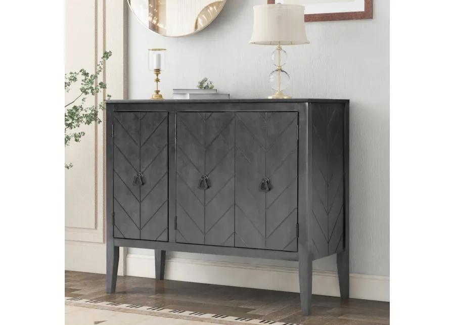 Antique Gray Accent Storage Cabinet with Adjustable Shelf