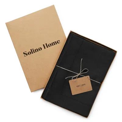 Solino Home 100% Pure Linen Dinner Napkin 20 x 20 Inch Set of 4 | Classic Hemstitch