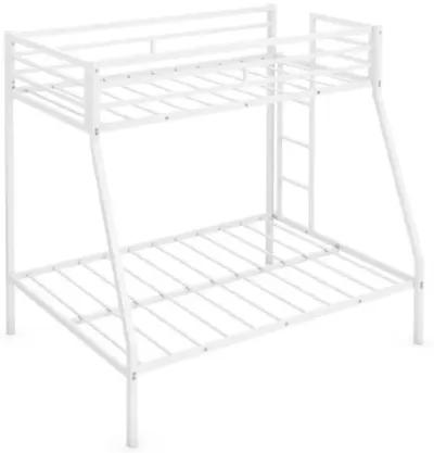 Twin-Over-Full Bunk Bed with Safety Rail and Ladder for Kids-White