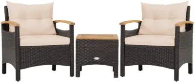 Hivvago 3 Pieces Patio Rattan Furniture Set with Removable Cushions