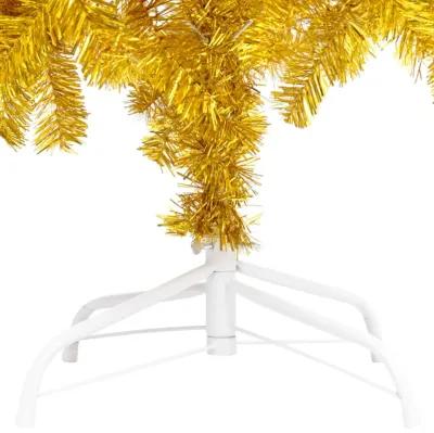 vidaXL Artificial Christmas Tree with LEDs&Stand Gold 70.9" PET