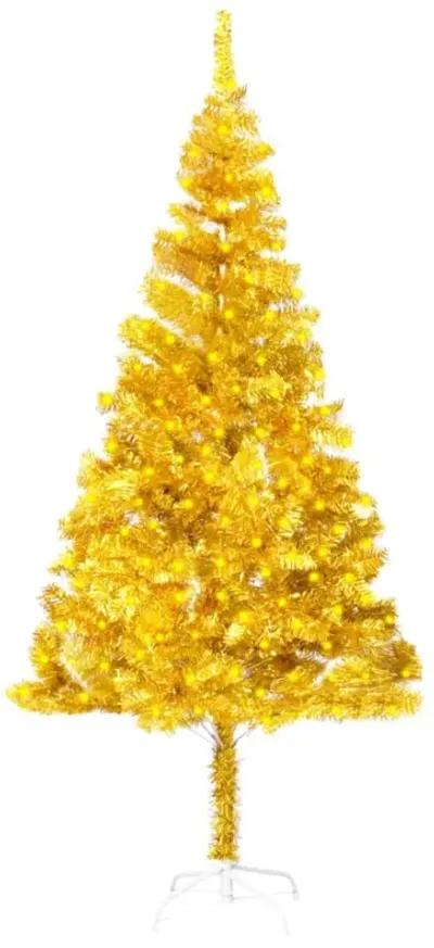 vidaXL Artificial Christmas Tree with LEDs&Stand Gold 70.9" PET