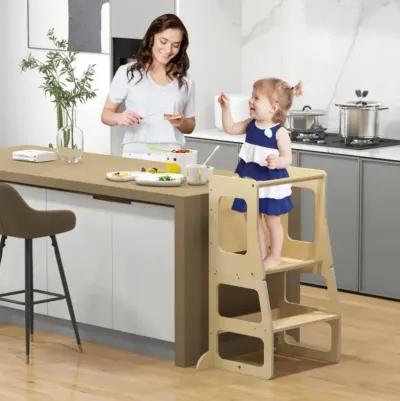 Hivvago 3-in-1 Foldable Kitchen Standing Tower for Toddlers with Chalkboard