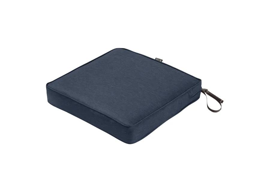 Classic Accessories Montlake FadeSafe Water-Resistant 17 x 17 x 3 Inch Outdoor Chair Cushion, Heather Indigo Blue, Outdoor Chair Cushions, Patio Chair Cushions, Patio Cushions