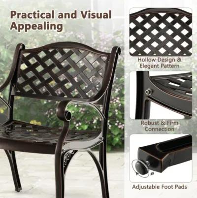 Hivvago Cast Aluminum Patio Chairs Set of 2 Dining Chairs with Armrests Diamond Pattern