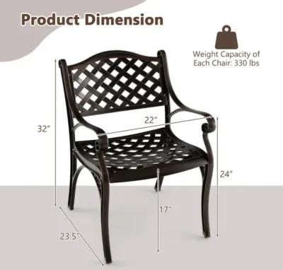 Hivvago Cast Aluminum Patio Chairs Set of 2 Dining Chairs with Armrests Diamond Pattern