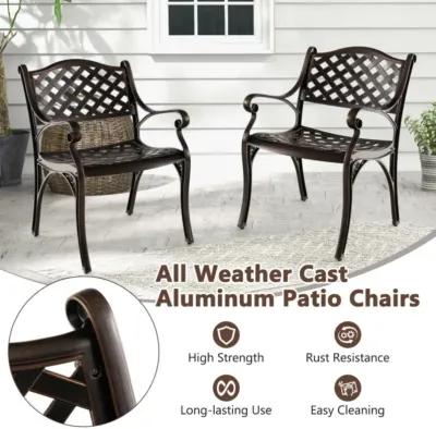 Hivvago Cast Aluminum Patio Chairs Set of 2 Dining Chairs with Armrests Diamond Pattern