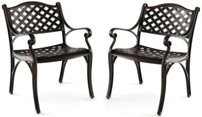 Hivvago Cast Aluminum Patio Chairs Set of 2 Dining Chairs with Armrests Diamond Pattern