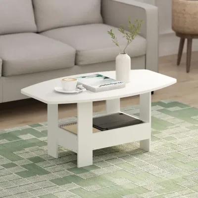 Simple Design Coffee Table with Storage Compartment, White