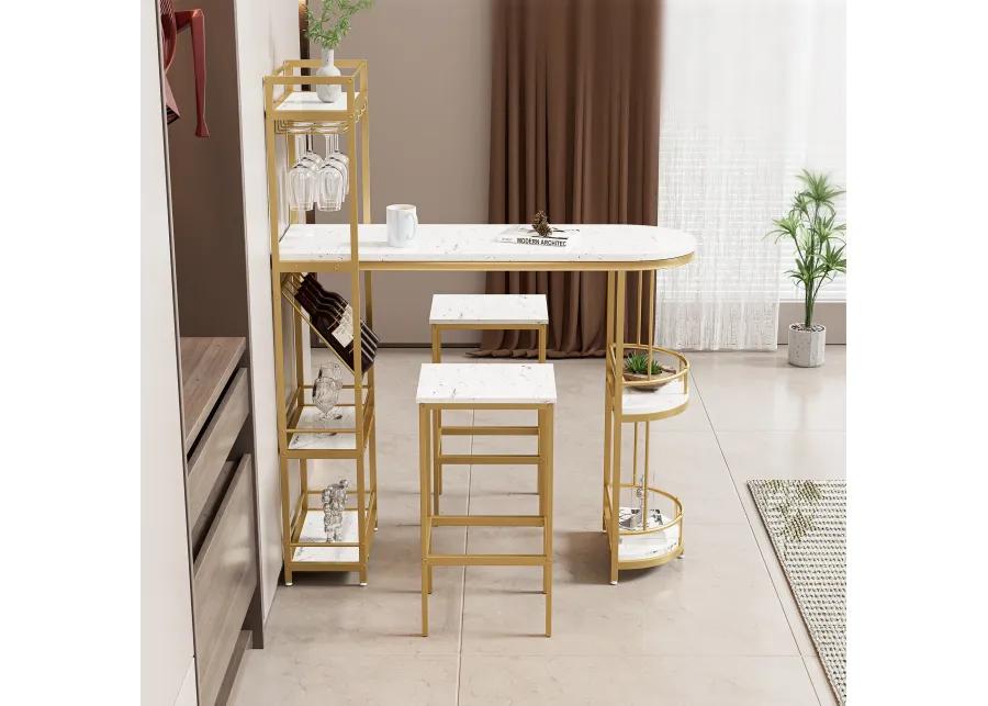 Merax Modern White Kitchen Bar Height Dining Table Bar Table