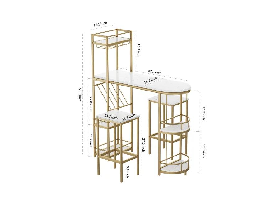 Merax Modern White Kitchen Bar Height Dining Table Bar Table