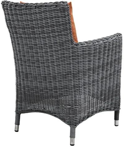 Modway Summon Wicker Rattan Outdoor Patio Sunbrella Dining Armchair in Canvas Tuscan