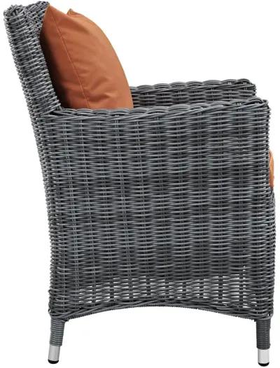 Modway Summon Wicker Rattan Outdoor Patio Sunbrella Dining Armchair in Canvas Tuscan