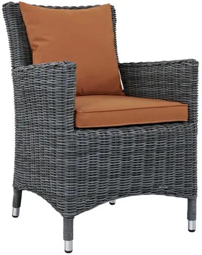 Modway Summon Wicker Rattan Outdoor Patio Sunbrella Dining Armchair in Canvas Tuscan