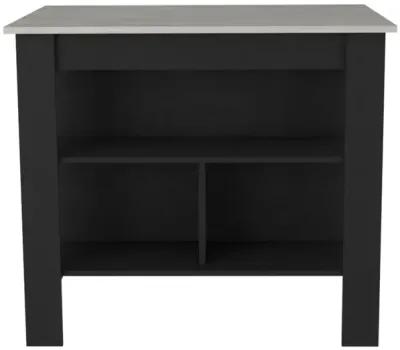 Kitchen Island Dozza, Kitchen, Black / Ibiza Marble Color Finish