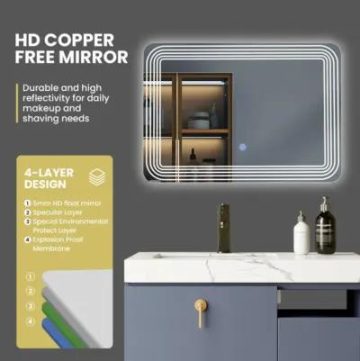 LED Bathroom Vanity Wall-Mount Mirror with Touch Button