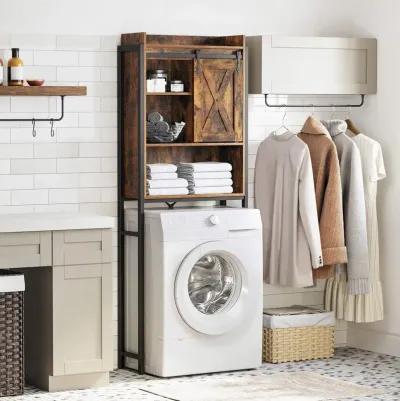 Hivvago FarmHouse Over The Toilet Sliding Barn Door Storage Cabinet Cupboard