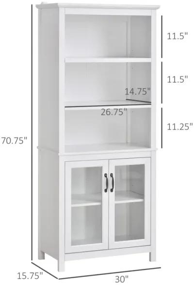 White Display Cabinet: Elegant Bookshelf with Open Shelves and Doors