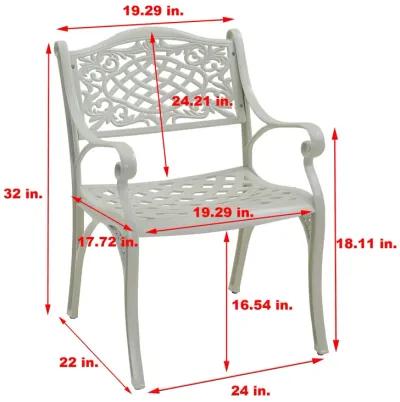 MOMDAWE Cast Aluminum Stationary Dining Chairs Outdoor Dining Armchair（Set of 2）