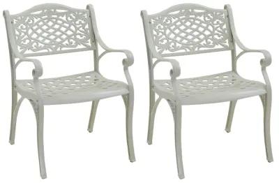 MOMDAWE Cast Aluminum Stationary Dining Chairs Outdoor Dining Armchair（Set of 2）