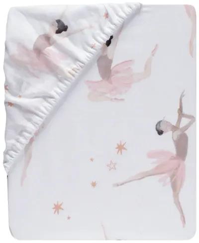 Lambs & Ivy Ballerina Baby Breathable 100% Cotton Fitted Crib Sheet - White