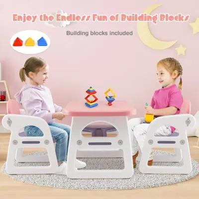 Kids Table and Chair Set with Building Blocks