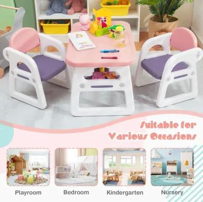 Kids Table and Chair Set with Building Blocks