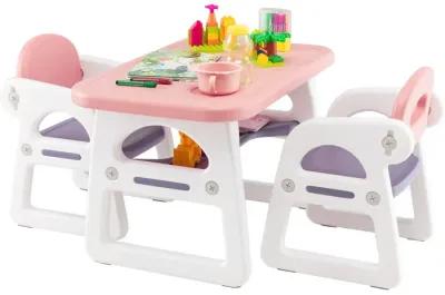 Kids Table and Chair Set with Building Blocks