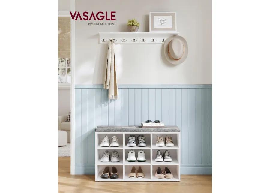 Cubbie Shoe Cabinet with Cushion Seat and Adjustable Shelves - Storage Bench for Entryway