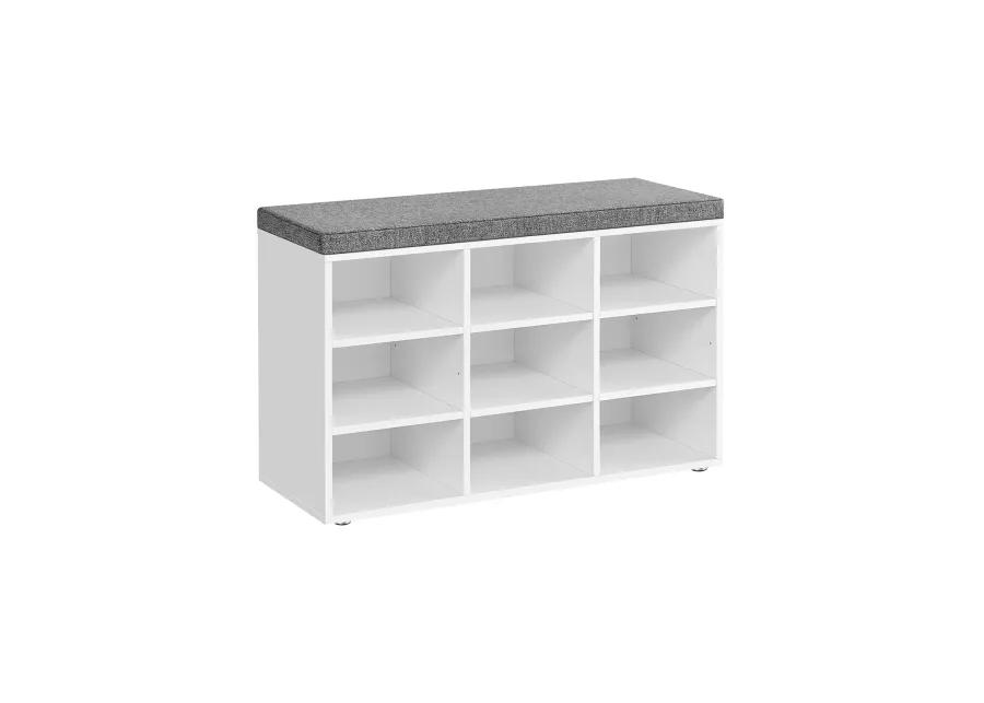 Cubbie Shoe Cabinet with Cushion Seat and Adjustable Shelves - Storage Bench for Entryway