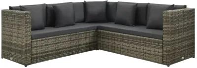 vidaXL 4 Piece Garden Lounge Set with Cushions Poly Rattan Gray